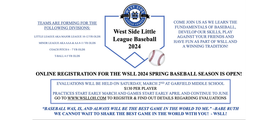 REGISTRATIONS ARE OPEN!  COME PLAY BALL WITH US!